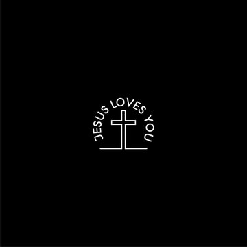  Jesus loves you icon isolated on dark background