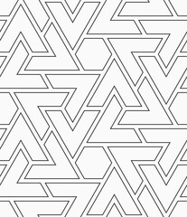 Vector seamless pattern. Geometric linear pattern. Mosaics motif. Polygonal trellis on the base of triangular grid. Abstract seamless black and white vector background.