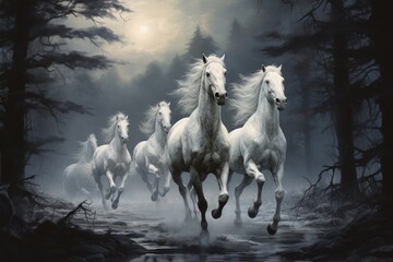 Elusive Centaurs Galloping Through Moonlit