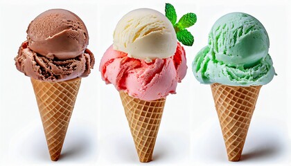 Ice Cream Medley: Strawberry, Chocolate, Vanilla, and Mint