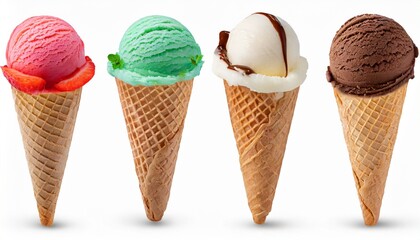 ice cream cone, Scoops of Joy: A Variety of Ice Cream Delights in Cones