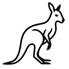 Simple Outline Hand Drawn Vector of Kangaroo Illustration