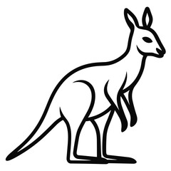 Simple Outline Hand Drawn Vector of Kangaroo Illustration