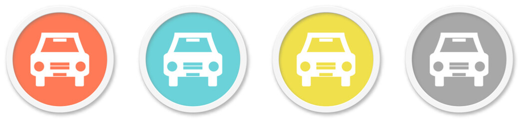 Auto Icon - Symbol auf 4 runden Buttons