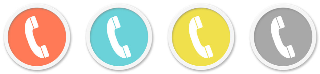 Telefon Hotline Icon - Symbol auf 4 runden Buttons