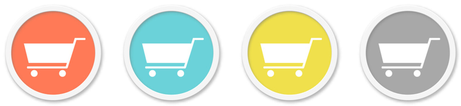 Shop Icon - Symbol auf 4 runden Buttons