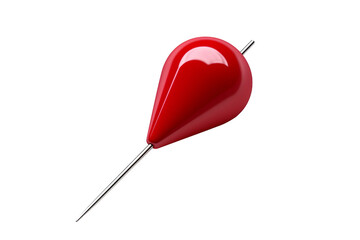 Bold Red Pin with Metal Tip Isolated on Transparent Background