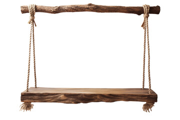 Rustic Wooden Rope Swing Isolated on Transparent Background - obrazy, fototapety, plakaty