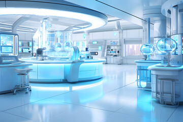 Smart futuristic laboratory with connected infrastructure