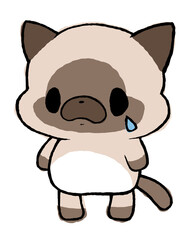 泣いているシャム猫