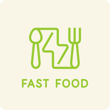 The icon designates food in a cafe. The image is a fast food. Vector illustration in a simple style.