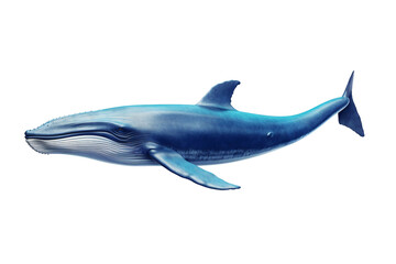 Graceful Blue Whale Swimming in the Ocean Isolated on Transparent Background