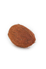 Food Concepts. One Separate Coconut Placed Isolated Over Pure White Background.