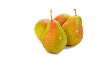 Healthy Food Concepts. Three Fresh Yellow Pears without Leaves Placed Together Isolated