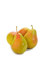 Healthy Food Concepts. Three Fresh Yellow Pears without Leaves Placed Together Isolated Over Pure White