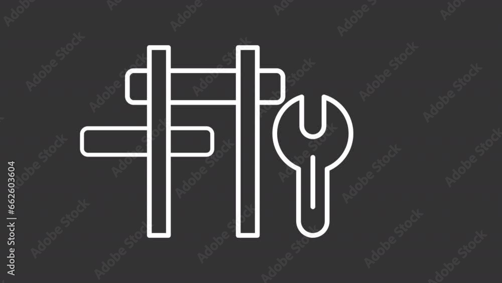 Poster 2d white simple thin line animation of railway maintenance, hd video with transparent background, se