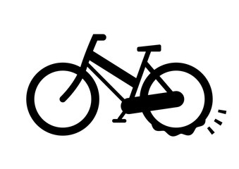 タイヤがパンクした自転車のピクトグラム。 - obrazy, fototapety, plakaty