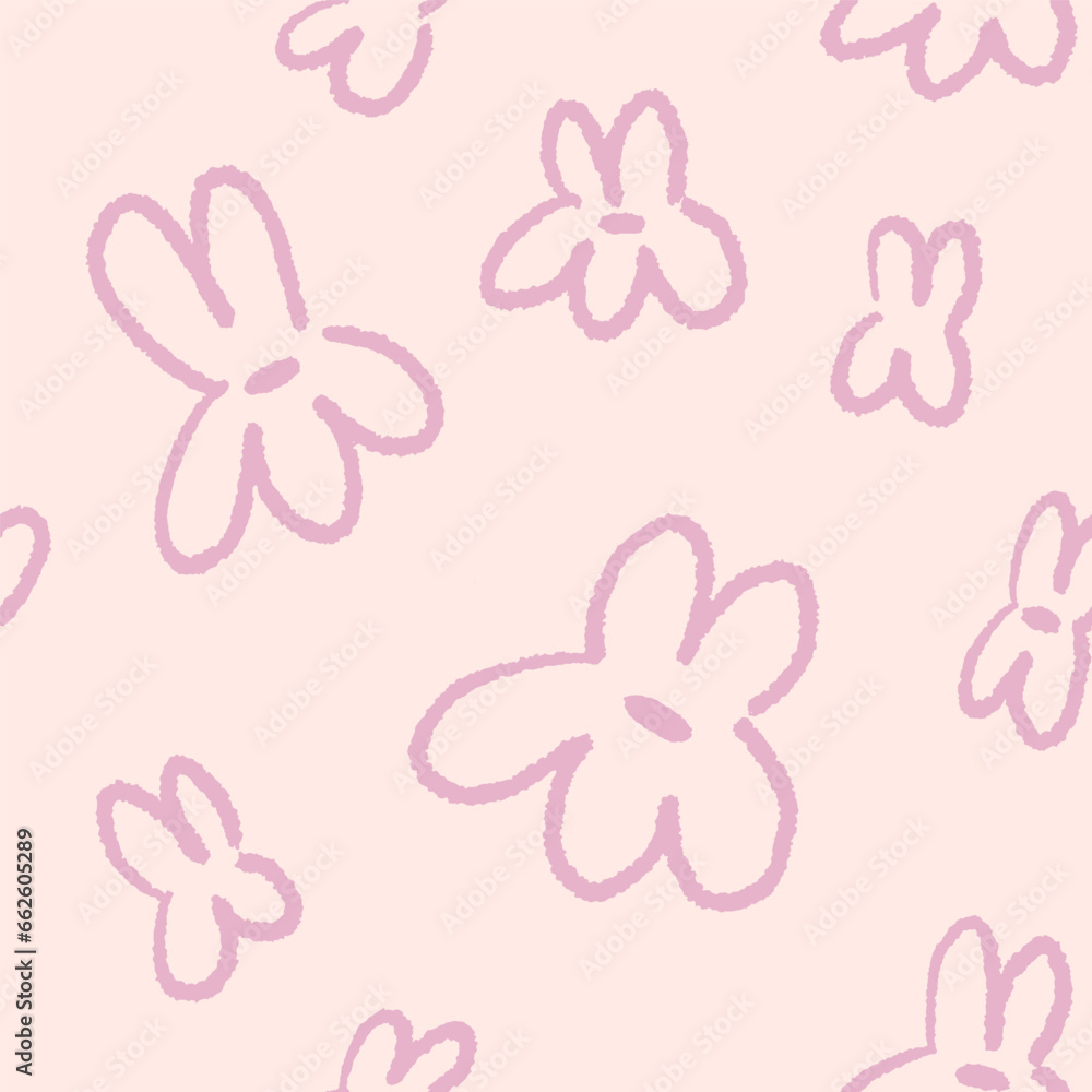 Poster abstract floral pattern. seamless background, repeating print in naive doodle style. childish hand-d