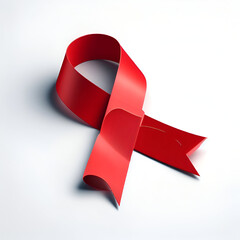 Ribbon red heart icon isolated on white background,aid awareness ribbon, generative Al technology  