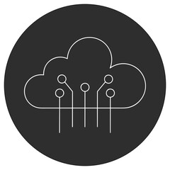 Cloud storage icon symbol vector image. Illustration of the database server hosting cloud system digital design image