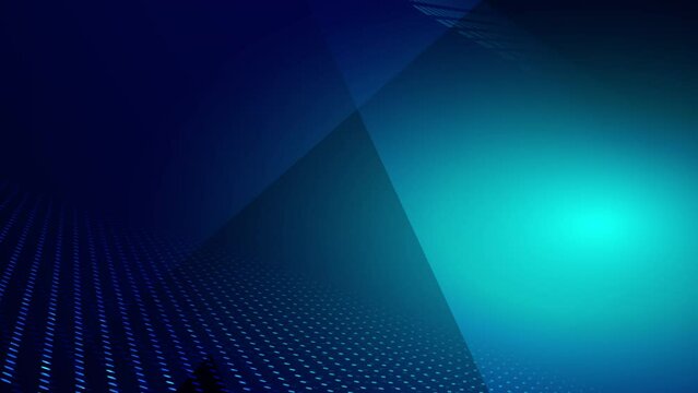 Abstract creative motion triangle geometric shape and dot line on glowing gradient blue background. Video animation Ultra HD 4k footage.