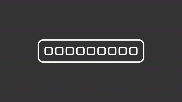 2D white simple thin line animation of bar loading icon, HD video with transparent background, seamless loop 4K video representing abstract loaders.