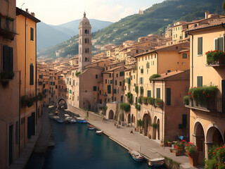 Beautiful shot of tall city buildings under a cloudy sky at day and night