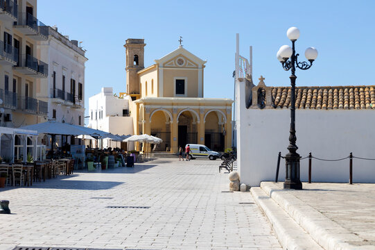 GALLIPOLI, ITALY, JULY 16, 2022 - View of Madonna del Canneto church in Gallipoli, province of Lecce, Italy