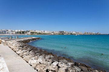 OTRANTO, ITALY, JULY 14, 2022 - View of the seaside town of Otranto, province of Lecce, Puglia, Italy