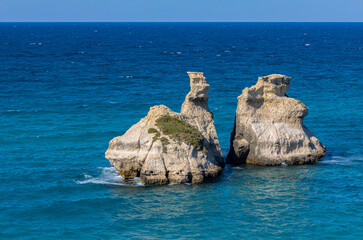 Two Stacks of the beach called of the Two Sisters in the village of Torre dell'Orso, province of...