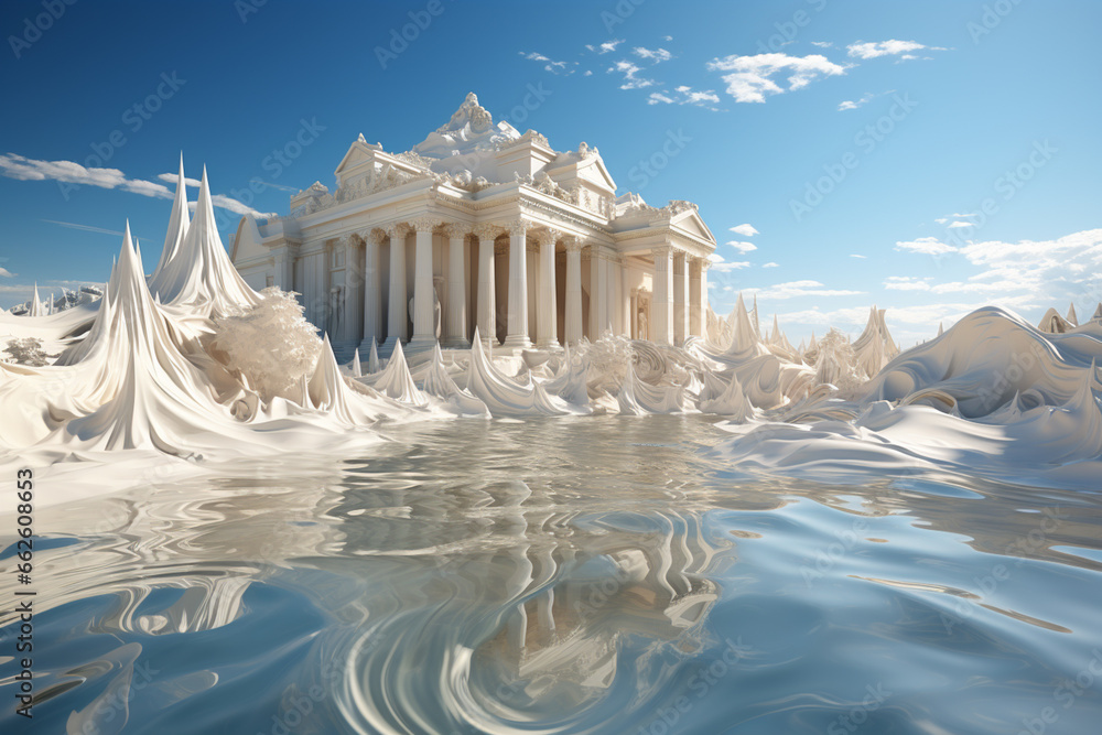 Leinwandbilder in this abstract representation, the parthenon is transformed into a harmonious blend of fluid lines