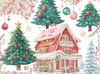 christmas tree with gifts and decorations