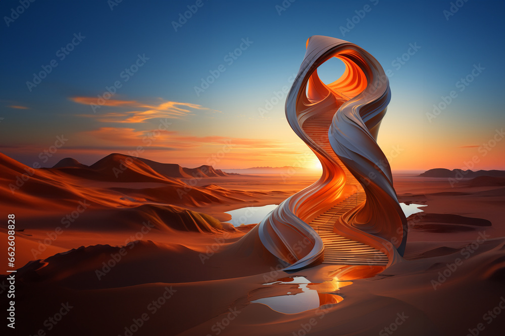 Poster in this abstract representation, the great sphinx is transformed into a fusion of geometric forms an