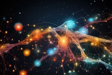 Obraz premium Neuronal Link futuristic technology network web electronic innovation. Background Generative AI