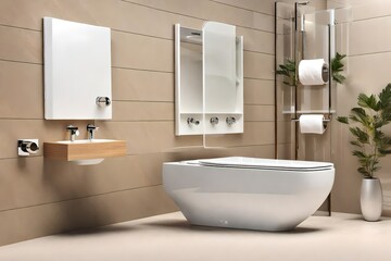 Fototapeta na wymiar modern bathroom interior with toilet and shower