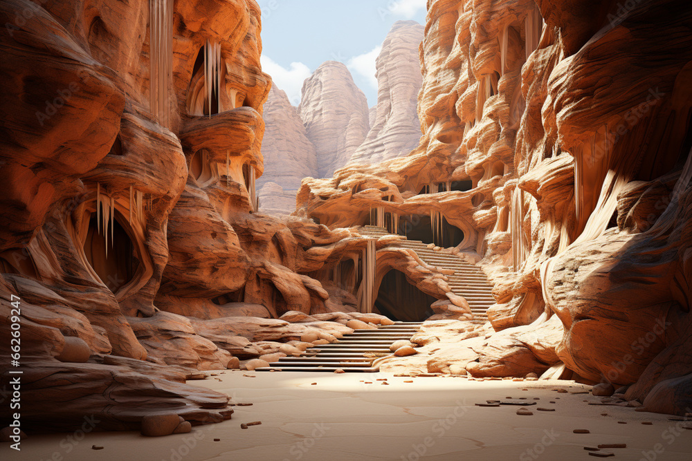 Aufkleber a minimalist abstract interpretation of the petra treasury, utilizing clean lines, simple geometric 