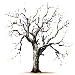 Scary dead withered tree watercolor illustration PNG - 662609640