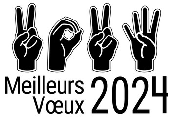 MEILLEURS VŒUX 2024 mains langage des sourd rébus 3