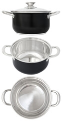 steel cooking pot set isolated