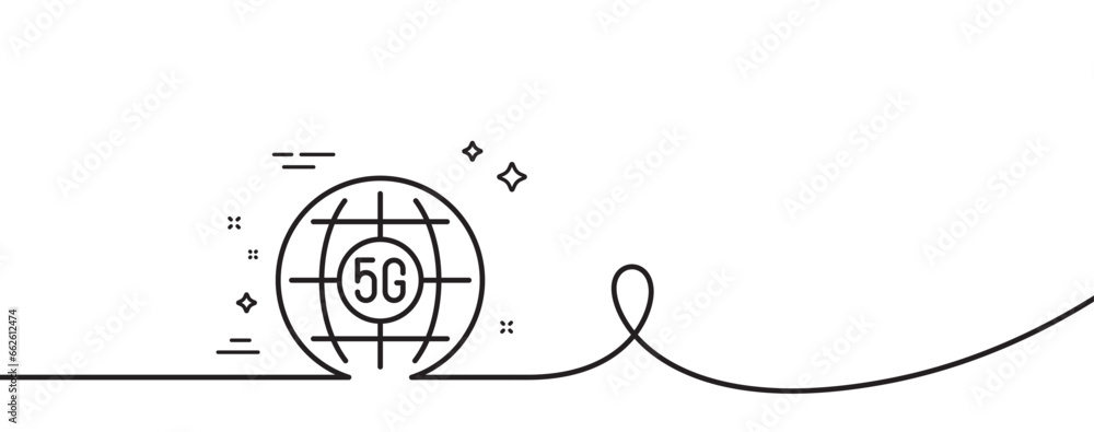 Poster 5g internet line icon. continuous one line with curl. wifi wireless network sign. mobile data transm