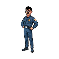 vector Illustration character of a police officer standing with his hands on his hips