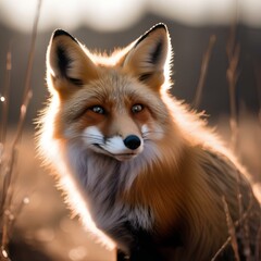 Obraz premium A cozy red fox in a winter coat, with a fluffy tail and a twinkle in its eye4