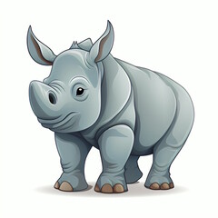 Fototapeta premium Rhino Cartoon Character Vector Illustration