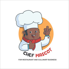 CUTE CHEF MASCOT FOR RESTAURANT AND CULLINARY BUSINESS