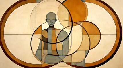Circles of Clarity: Overlapping abstract circles of different transparencies around a simplified figure, symbolizing layered thoughts and the quest for mental clarity