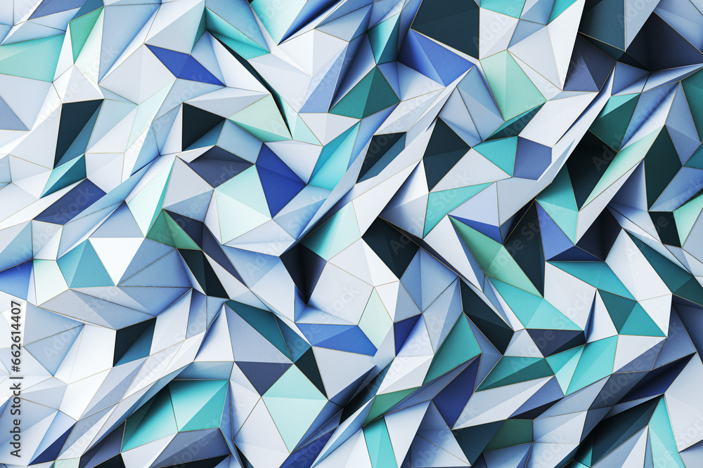 Poster creative blue geometric background. landing page concept. 3d rendering.