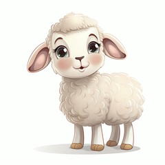 Naklejka premium Fluffy Sheep Cartoon Vector Illustration
