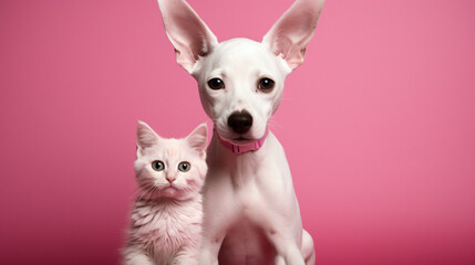 Dog cat pink baby