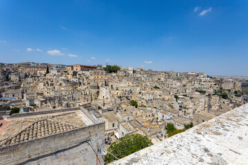 Obraz premium Wide panoramic view of the stones of Matera, 