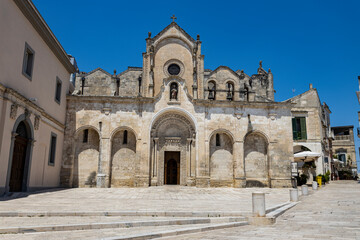 Fototapeta na wymiar MATERA, ITALY, JULY 18, 2022 - The Cathedral of St. John Baptist in the city of Matera, Italy
